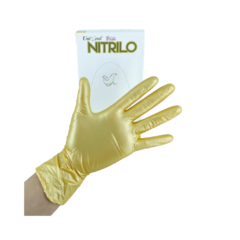 GUANTE UNISEAL NITRILO DORADO CH METALICO