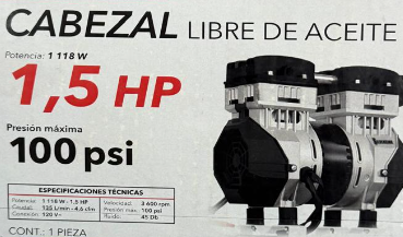 CABEZA COMPRESOR LIBRE DE ACEITE 1HP SILVERLINE